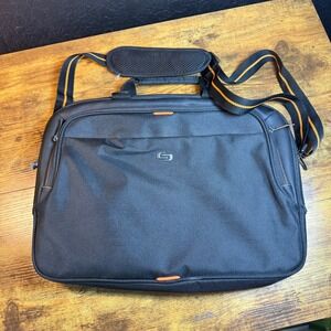 Solo New York Laptop Bag Messenger‎ Briefcase Black Orange Accents Strap (3M)